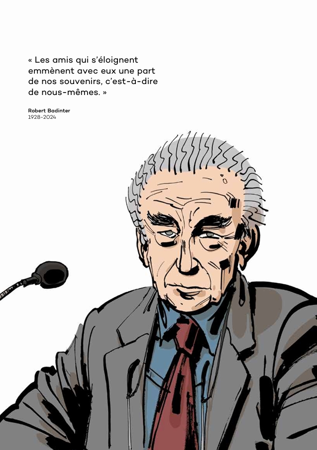 Portrait illustré de Robert Badinter par Paul Gros